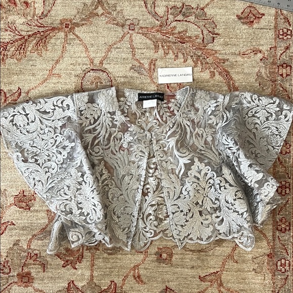 Elegant Silver Lace Bolero - Picture 3 of 5